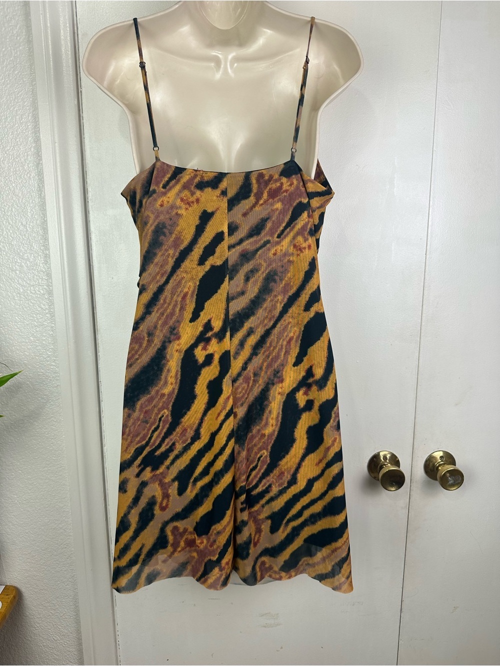 Wayf Animal Print Mini Slip Dress - Black, Brown & Mustard - Picture 2 of 6